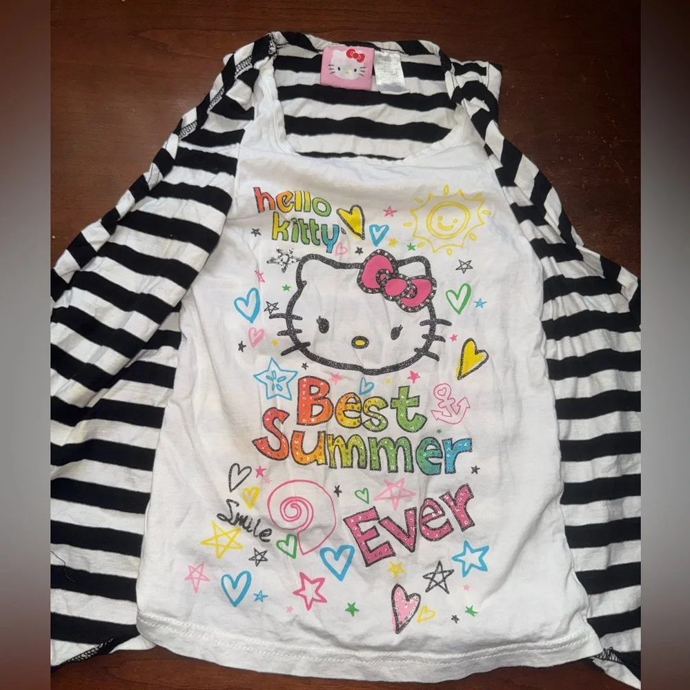 Hello Kitty Y2K Gorls Top with Built in Flowy Top Size 6/6x